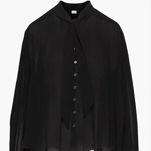 NEW Aritzia Wilfred Blouse Barbara Black Chiffon Long Sleeve Sheer Size XS